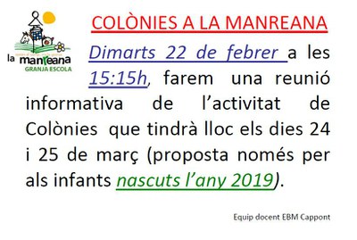 Reunió presentació activitat de colònies