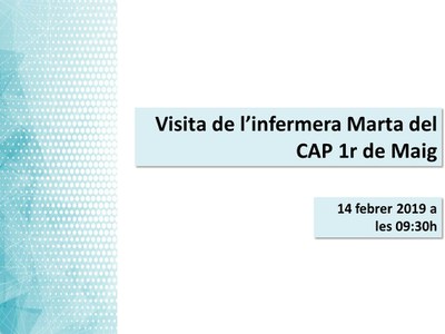 Imatge del event Ens visita l'infermera Marta del CAP Primer de Maig