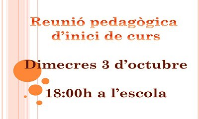 Imatge del event Reunió pedagògica d'inici de curs